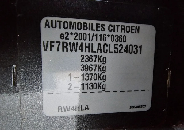 Citroen C5 cena 36000 przebieg: 272000, rok produkcji 2012 z Lipno małe 277